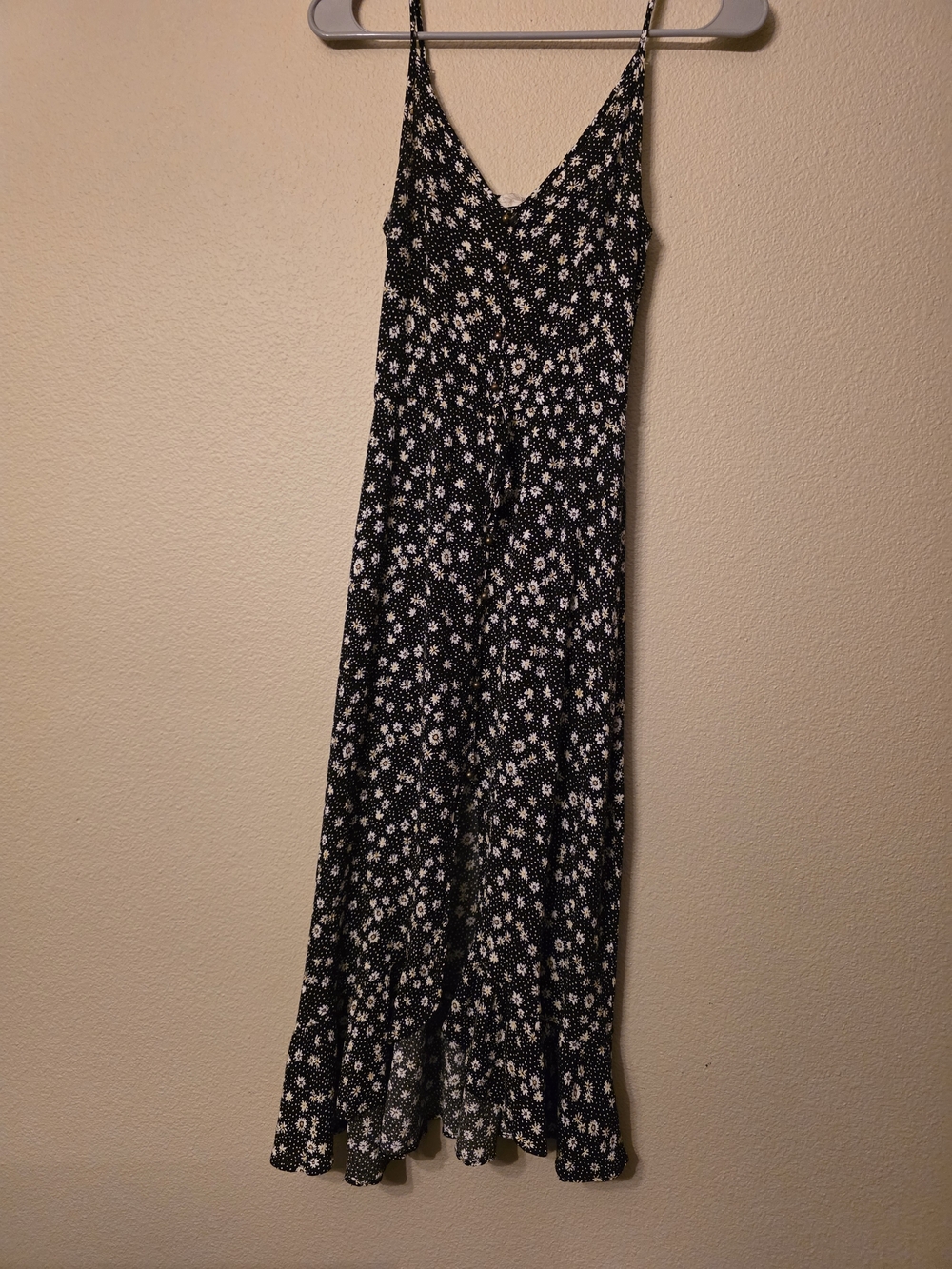 Rewind Black Floral Maxi Dress with White Daisy Print